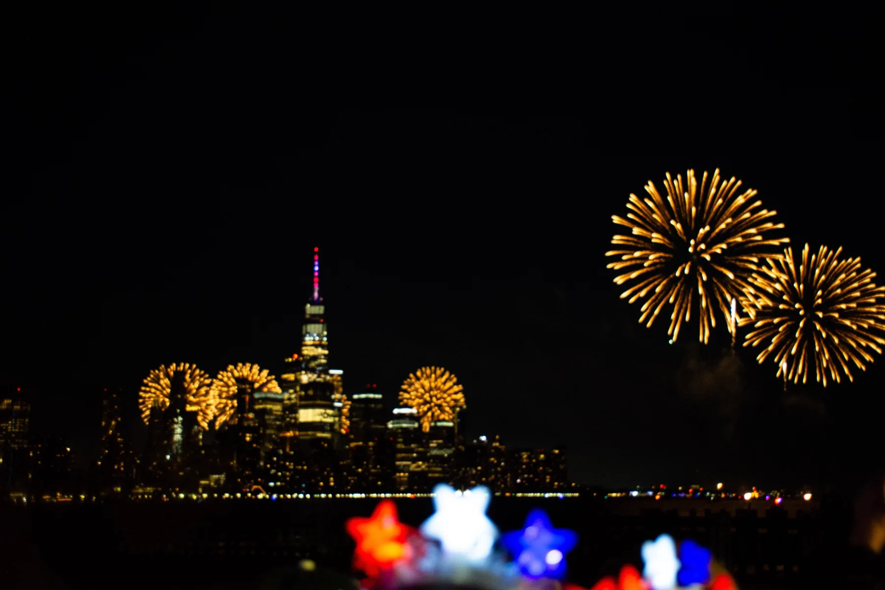 Fireworks over Lower Manhattan